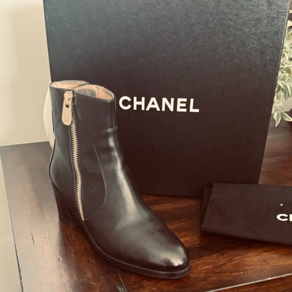 CHANEL Black Ankle Boot